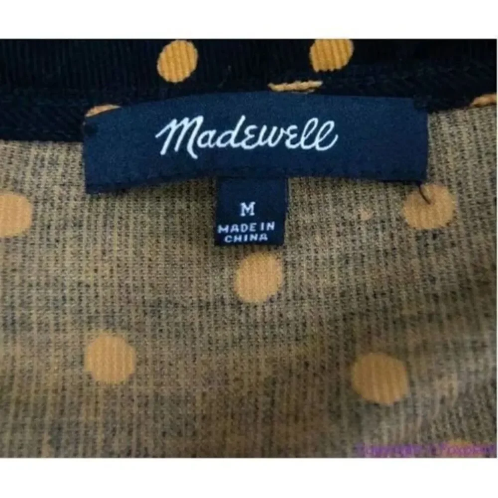 NWOT Madewell Corduroy Puff-Sleeve‎ Wrap Top in Oval Dot, 100% cotton, Black, M